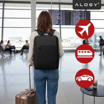 Alogy UrbanPack Pro™ Business-Rucksack für 15-16"-Laptops – Wasserdicht, stoßfest, mit Flaschenfach und Gepäckgurt – Schwarz