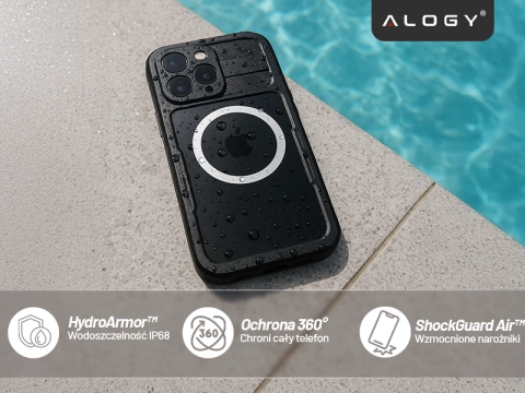 Alogy HydroArmor™ IP68 wasserdichte Hülle mit transparenter Rückseite, 360-Panzerabdeckung für MagSafe für Apple iPhone 16 Pro Max