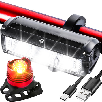 Fahrradlampe vorne hinten LED-Licht Fahrradbeleuchtung für Fahrrad vorne hinten Stark 900lm Alogy schwarz rot
