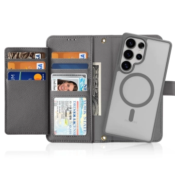 Etui do Samsung Galaxy S25 Ultra Dux Ducis Lawa Skórzane Szare