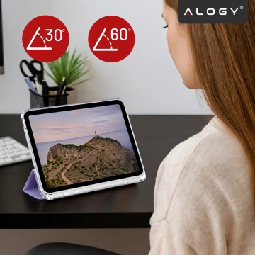 Etui do Apple iPad 11gen. 11" 2025 / 10gen. 10.9" 2022 Ochronne Hybrydowe z Miejscem na Rysik, Składana Okładka, Funkcja Podstawki, Alogy HybridBook™ Case  – Fioletowe