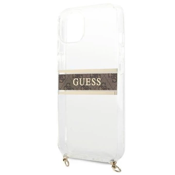 Guess GUHCP13SKC4GBGO iPhone 13 mini 5,4" Transparentes Hardcase 4G Brown Strap Gold Chain