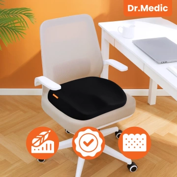  Poduszka na fotel DR.MEDIC ComfySeat™ Ergonomiczna siedzisko biurowe wsparcie kości ogonowej na krzesło do biura auta samochodu Czarna