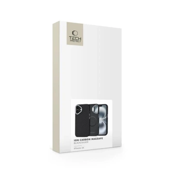 Etui MagSafe Tech-Protect Ion Carbon iPhone 16 Czarny/Srebrny