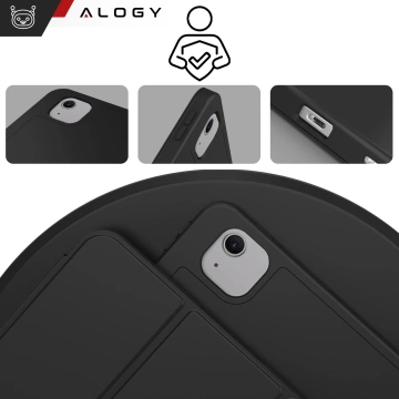 Etui ochronne z miejscem na rysik do Apple iPad Air 13" 2024/2025, iPad Pro 12.9" 2018-2022 Alogy Book Cover Case obudowa na tablet Czarne + Szkło