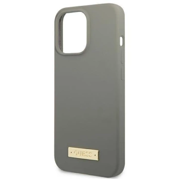 Etui Guess GUHMP13LSPLG do Apple iPhone 13 Pro / 13 6,1" szary/grey hard case Silicone Logo Plate MagSafe