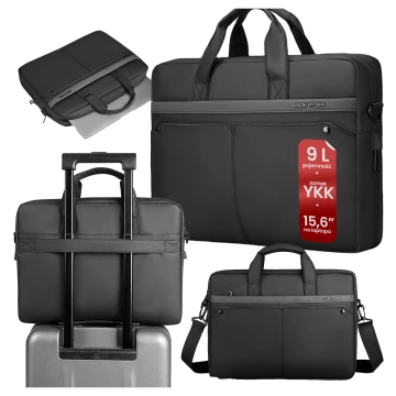 Torba na Laptopa 15.6" Mark Ryden, Wodoodporna, Elegancka i Pojemna 9L, Lekka 0.5 kg, z Kieszenią na Laptopa i Tablet 9.7", Pasek na Walizkę – Czarna