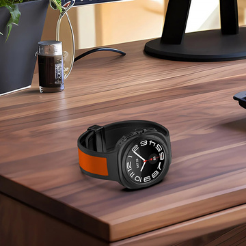 Pasek na zegarek Opaska do smartwatcha do Samsung Galaxy Watch Ultra 47mm Czarno-Pomarańczowy