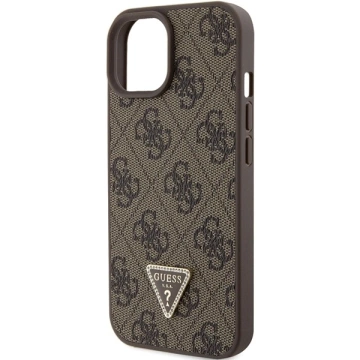 Etui Guess GUHCP15SP4TDPW für iPhone 15 6,1" braun/braunes Hardcase Leder 4G Triangle Strass
