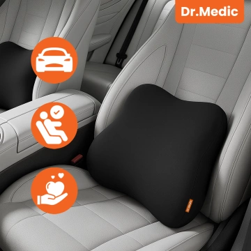  Poduszka do Samochodu pod Plecy Lędźwie DR.MEDIC TravelComfort™ Ergonomiczna poduszka lędźwiowa na fotel krzesło biurowa do auta dla kierowcy pasażera