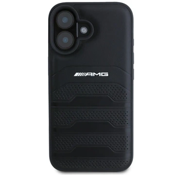 Etui do iPhone 16 AMG Leather Debossed Lines czarne