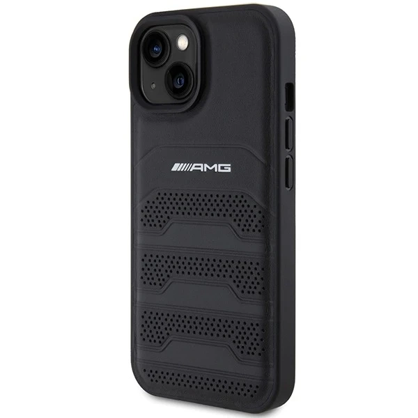 Etui do iPhone 15 Plus Mercedes AMG Leather Debossed Lines czarne