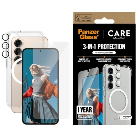 CARE by PanzerGlass 3in1 Schutzkit für Samsung Galaxy S25