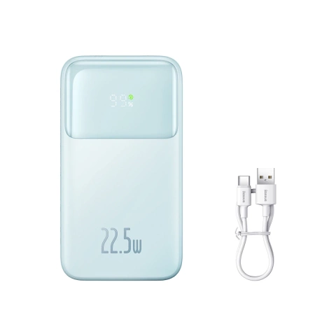Powerbank Baseus Comet Series z wyświetlaczem 10000mAh 22.5W - niebieski + kabel USB-A - USB-C 0.3m