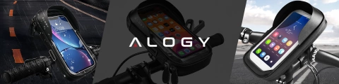 Etui torba wodoodporna rowerowa sakwa na rower na telefon 6.4 cali uchwyt na kierownicę 0.5L Alogy czarna
