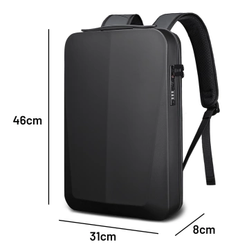 Bange wasserdichter Rucksack für 15,6-Zoll-Laptop, Stadtreisender, 45 x 30 x 16 cm, für Arbeit, Flugzeug, Herren, Damen, mit USB-Anschluss Schwarz