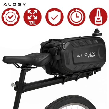 Torba sakwa rowerowa na bagażnik 17l kufer tylna wodoodporna czarna Alogy Sport RoadGear™ Czarna