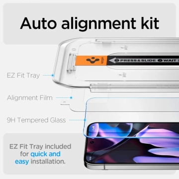 Spigen Glas.Tr gehärtetes Glas „EZ FIT“ 2er-Pack für Google Pixel 9/9 Pro, klar