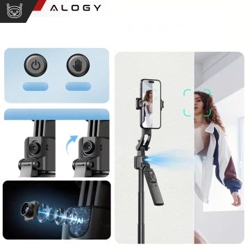 Kijek Selfie Stick Quadrapod Alogy TrackPod 2w1 z uchwytem na telefon i mocowaniem 1/4 Funkcja śledzenia twarzy  kompatybilny z iPhone Android