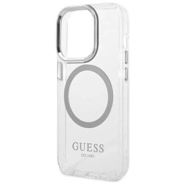 Etui Guess GUHMP14LHTRMS do Apple iPhone 14 Pro 6,1" srebrny/silver hard case Metal Outline Magsafe