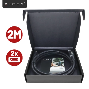 Kabel HDMI 2.1 Alogy 2m 4K 8K PREMIUM MIEDŹ ULTRA High Speed 60Hz 48GBps Czarny
