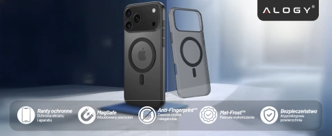 Apple iPhone 17 Pro Hülle – Matte MagSafe-Abdeckung mit Linsenschutz, schlank und kratzfest, perfekte Passform – Alogy Skinny MatteCase™ Schwarz