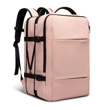 Plecak wodoodporny Bange na laptopa 15.6" miejski podróżny 47x31x15-25 cm do pracy samolotu męski damski z portem USB Różowy