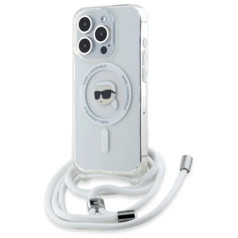 Etui Karl Lagerfeld für iPhone 16 Pro Max 6,9" Magsafe Hardcase Transparent Crossbody IML Karl Head
