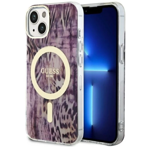Etui Guess GUHMP14SHLEOPWP do iPhone 14 6.1" hardcase Leopard MagSafe