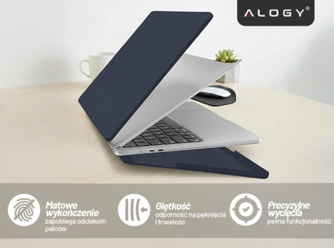 Etui do Apple Macbook Air 15 2023-2025 (M2/M3/M4) – elastyczna, matowa obudowa ochronna, lekka i odporna – Alogy AirGuard™ Granatowy