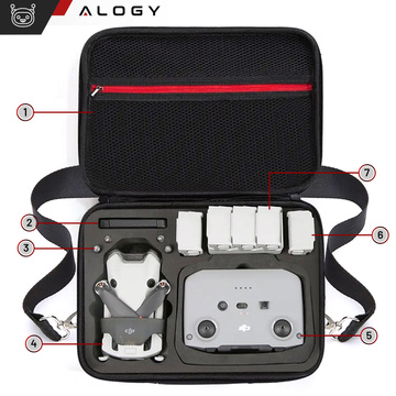 Pokrowiec walizka do drona DJI Mini 4 Pro / DJI Mini 3 Pro / Mini 3 sztywny kuferek etui twarde z paskiem Hard Case Alogy Czarny