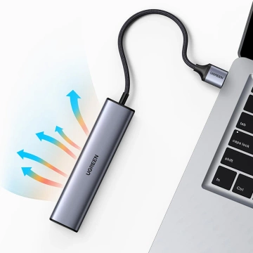 HUB UGREEN wielofunkcyjny adapter HUB USB 3.0 - 3 x USB / Ethernet RJ-45 / USB Typ C PD szary (CM475)