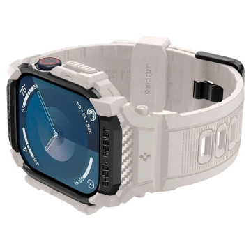 Hülle mit Armband für Apple Watch 10 (46 mm) Dune Beige Weiß Spigen Rugged Armor Pro