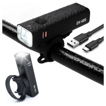 EH 400 LED-Fahrradfrontlicht, einstellbare 400 Lumen, 2000 mAh, wasserdicht, schwarz