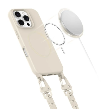 Etui für iPhone 16 Pro Max Tech-Protect Magnecklace MagSafe Latte