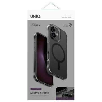Etui UNIQ LifePro Xtreme für iPhone 16 6,1" Magclick Charging Czarny/Frost Smoke