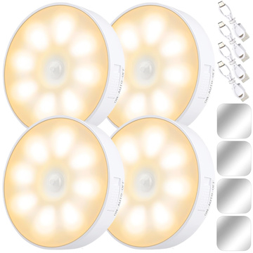 4x Lampka lampa LED czujnik ruchu zmierzchu nocna Alogy Sensor Light Bezprzewodowa oświetlenie meblowe Światło ciepłe 3000k