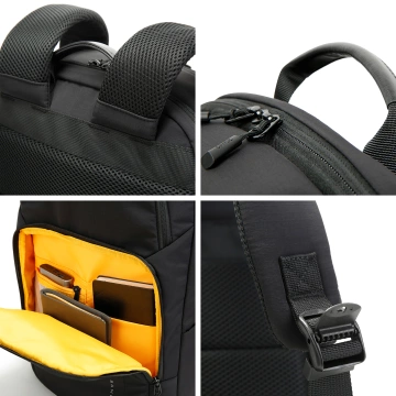 Bange wasserdichter Rucksack für 15,6-Zoll-Laptop, Stadtreisender, 45 x 30 x 16 cm, für Arbeit, Flugzeug, Herren, Damen, mit USB-Anschluss Schwarz