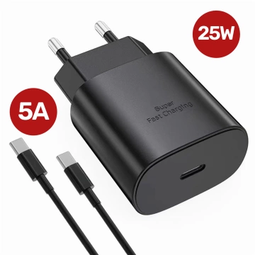 Original Samsung USB-C Ladegerät 25W Typ C Kabel 180cm Premium Super Fast Charge Set Weiß