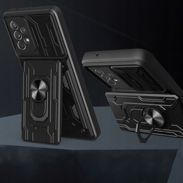 Etui Alogy Camshield Ring Wallet Case z osłonką na aparat i portfelem do Samsung Galaxy A53 Black + Szkło