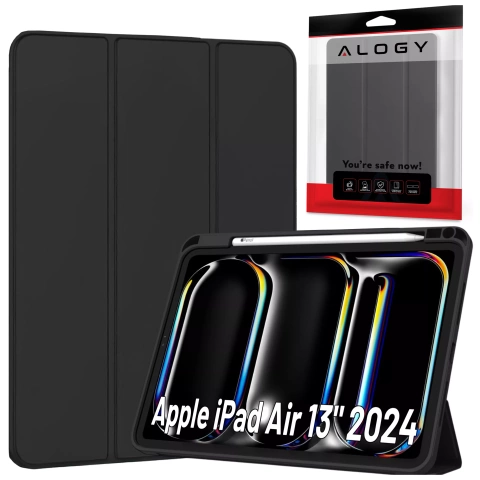 Etui ochronne z miejscem na rysik do Apple iPad Air 13" 2024/2025, iPad Pro 12.9" 2018-2022 Alogy Book Cover Case obudowa na tablet Czarne