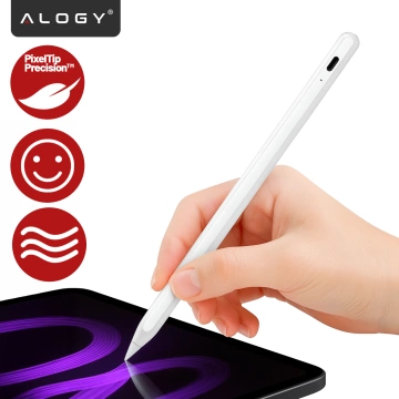 Rysik do Apple iPad Alogy Pencil z funkcją Palm Rejection Tilt Magnetyczny USB-C + zapasowa końcówka Biały