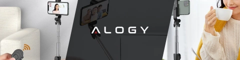 Selfie stick statyw Tripod uchwyt na telefon Alogy Trójnóg kijek do zdjęć selfie pilot Bluetooth 360 Czarny