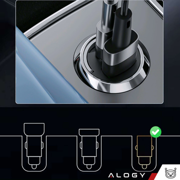 Ładowarka samochodowa USB QC 4.0 + USB-C typ C PD 30W szybka mocna do telefonu Alogy Car czarna