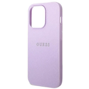 Guess GUHCP14LPSASBPU Hülle für Apple iPhone 14 Pro 6,1" Lila/Lila Saffiano Strap