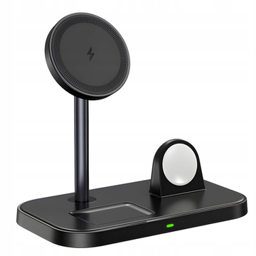 Qi Mag Safe 15W induktives Ladegerät für iPhone Apple Watch AirPods 3in1 kabellose Standstation Schwarz