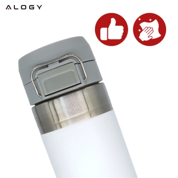 Alogy Thermos ThermoGo™ 800ml Edelstahl-Reisebecher, auslaufsicher, faltbar, ideal für Kaffee, Tee, Sport und Auto, hält Getränke lange warm, weiß