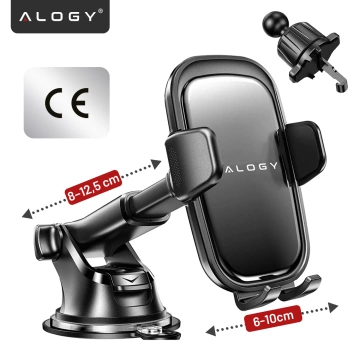 Uchwyt samochodowy na telefon szybę kratkę kokpit deskę do samochodu auta do telefonu 7" Alogy 3w1 Czarny