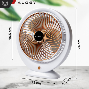 Schreibtischventilator, Standventilator, leistungsstark, klein, tragbar, kabellos, 1200 mAh, USB-C, Alogy White