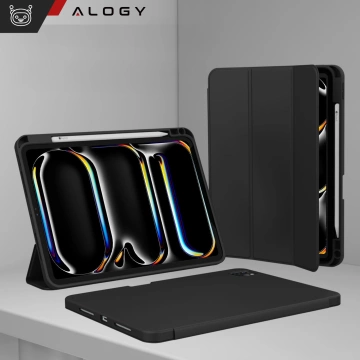 Etui ochronne z rysikiem do Apple iPad Pro 13" 2024 Alogy Book Cover Case obudowa na tablet Czarne + Szkło